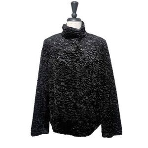 Elliott Lauren Black Faux Fur Cropped Swing Coat Size 4